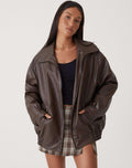 Sophia | Oversized Jacket - Black Faux Leather
