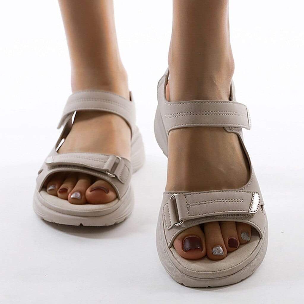 Florina | Double Strap Sandals - Beige Leather
