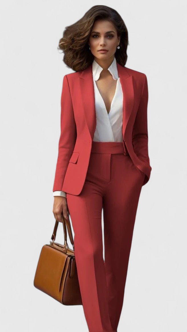 Ava | Women's Tailored Business Suit Set - Blazer and Trousers - Navy Wool