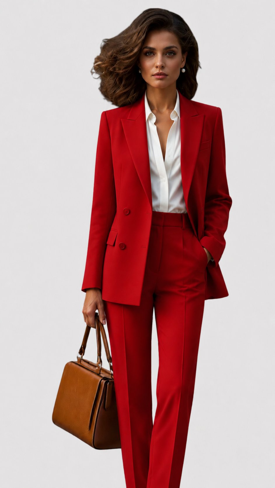 Ava | Women's Tailored Business Suit Set - Blazer and Trousers - Navy Wool