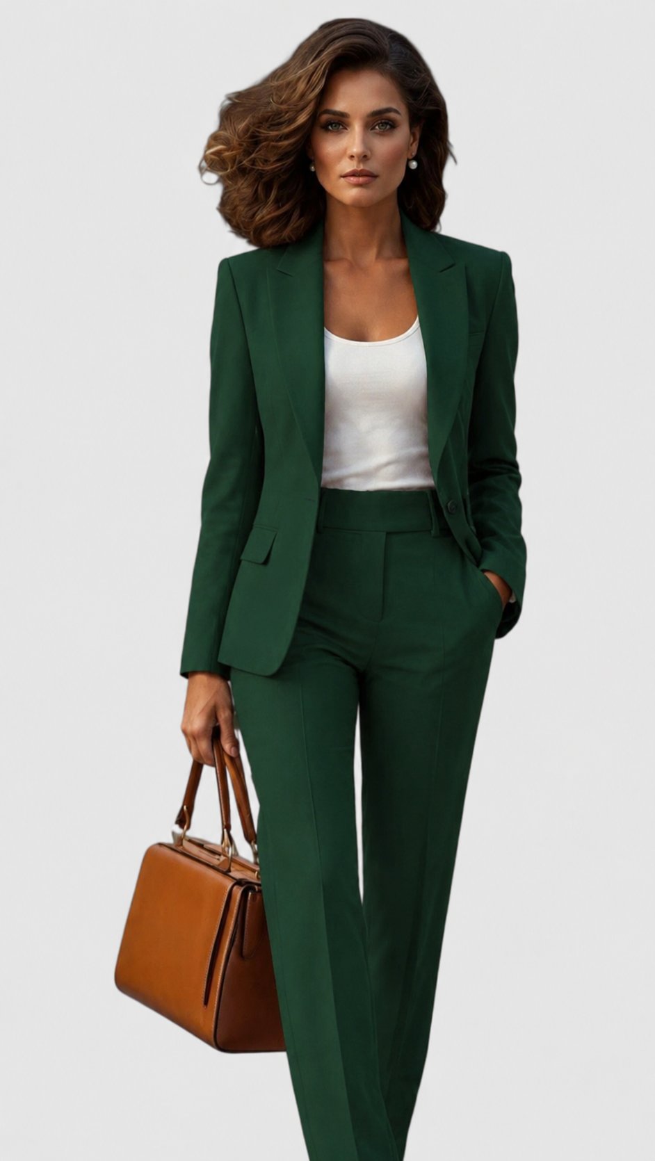 Ava | Women's Tailored Business Suit Set - Blazer and Trousers - Navy Wool